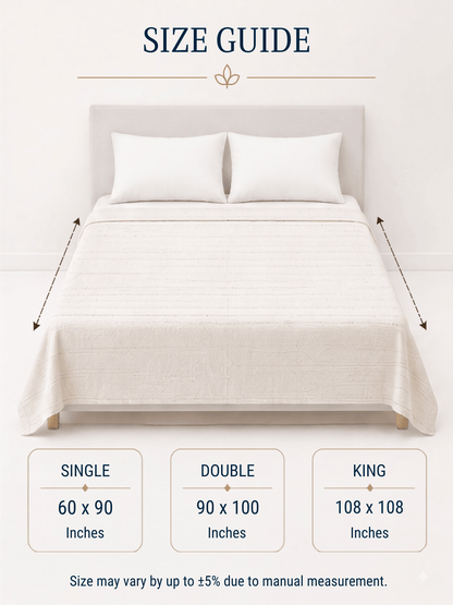 144 TC Fern Printed Cotton Single Bedsheet 90 x 60 Inches with 1 Pillow Cover – Off-White