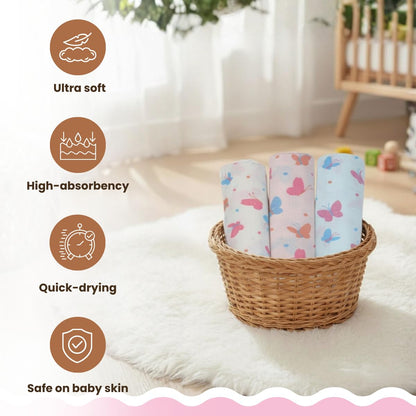 Mafatlal Coo Coo Swaddle – Butterfly Garden, Mulmul/Muslin Cotton
