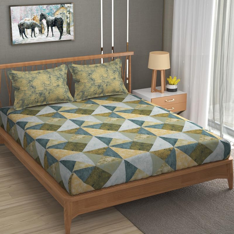 Mafatlal Autumn Delight Bedsheet – Forest Green, King, Cotton
