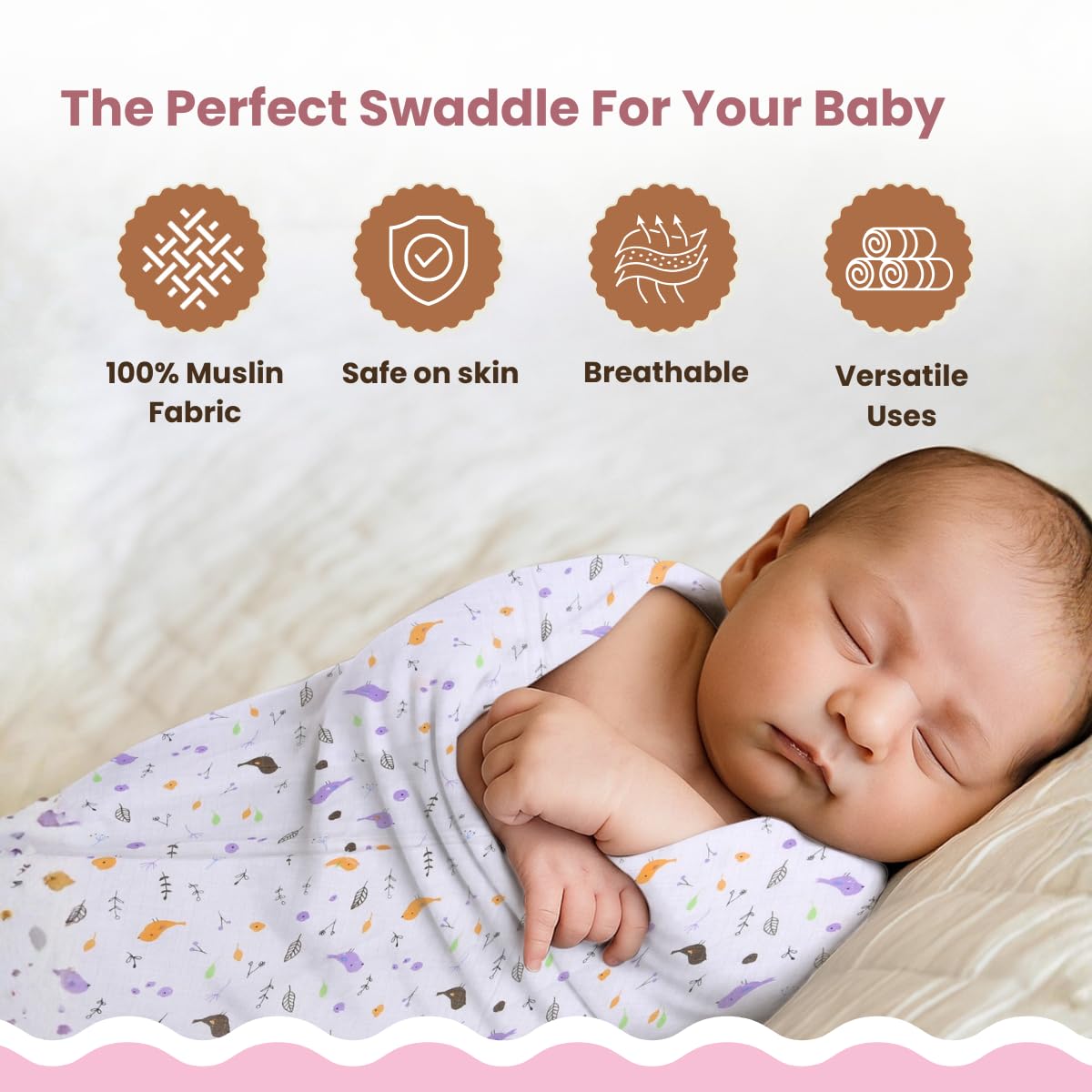 Mafatlal Coo Coo Swaddle – Tropical Birds, Mulmul/Muslin Cotton