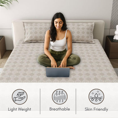 Mafatlal Classic Comfort Bedsheet – Ash Grey, Double, Cotton