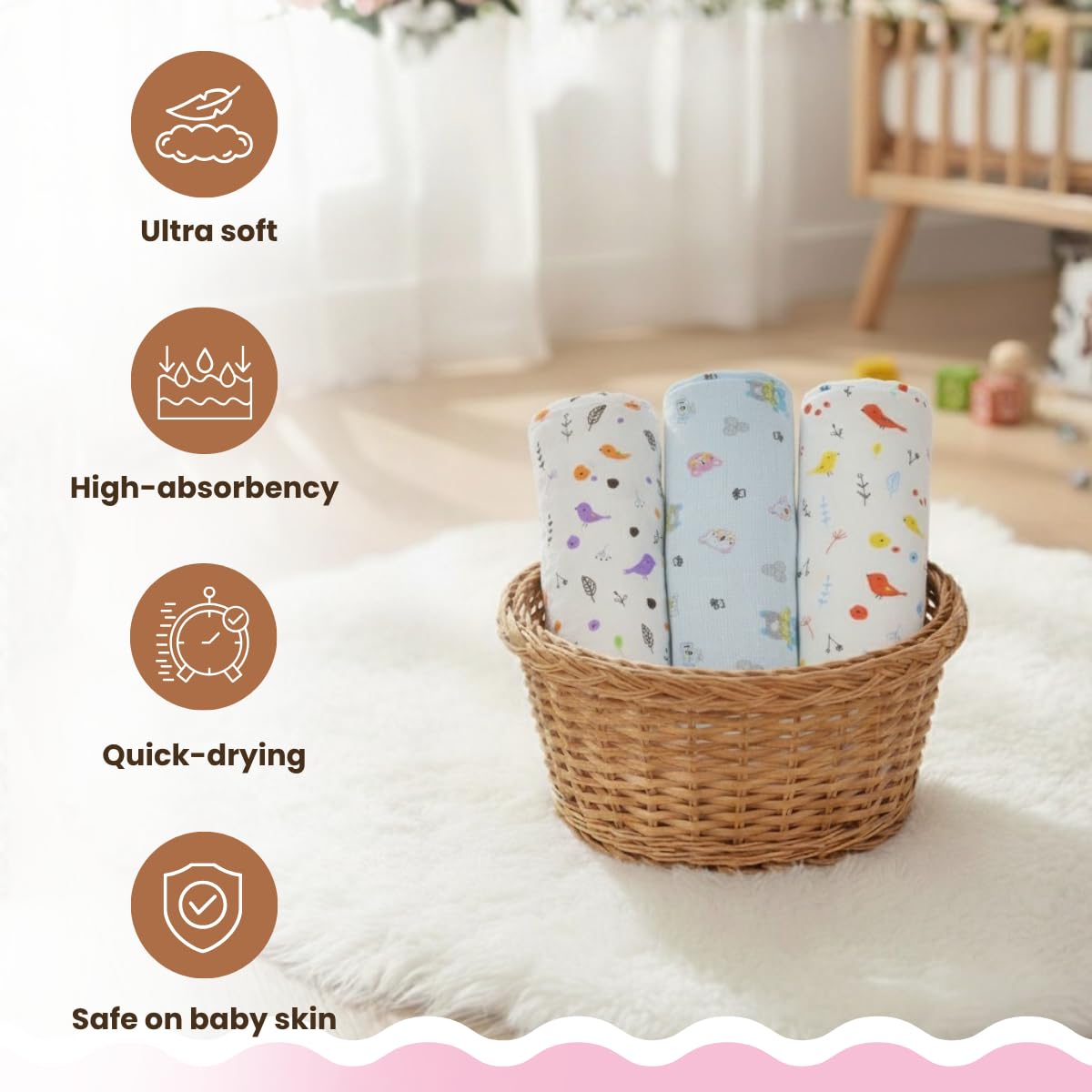 Mafatlal Coo Coo Swaddle – Tropical Birds, Mulmul/Muslin Cotton