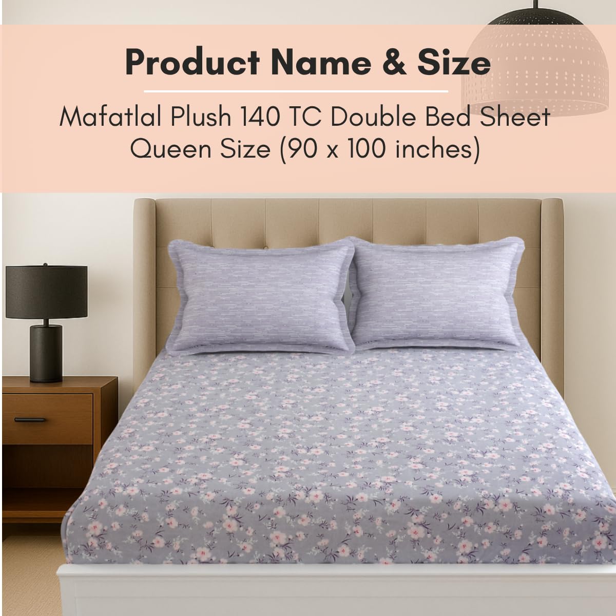Mafatlal Plush Bedsheet – Light Purple, Queen, Microfiber