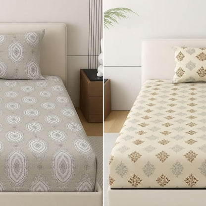 Mafatlal Classic Comfort Bedsheet – Gray & Cream, Single, Cotton