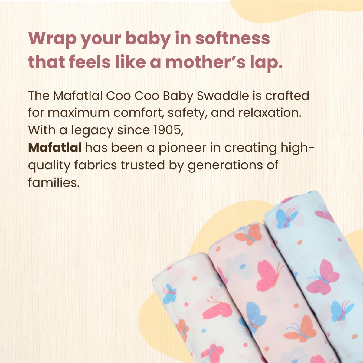 Mafatlal Coo Coo Swaddle – Butterfly Garden, Mulmul/Muslin Cotton