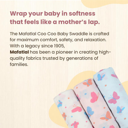 Mafatlal Coo Coo Swaddle – Butterfly Garden, Mulmul/Muslin Cotton