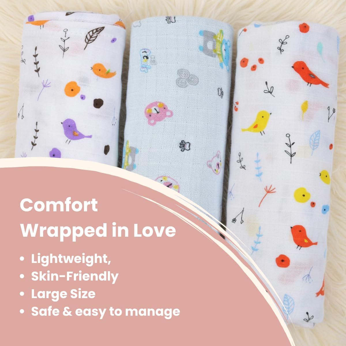 Mafatlal Coo Coo Swaddle – Tropical Birds, Mulmul/Muslin Cotton