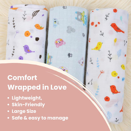 Mafatlal Coo Coo Swaddle – Tropical Birds, Mulmul/Muslin Cotton