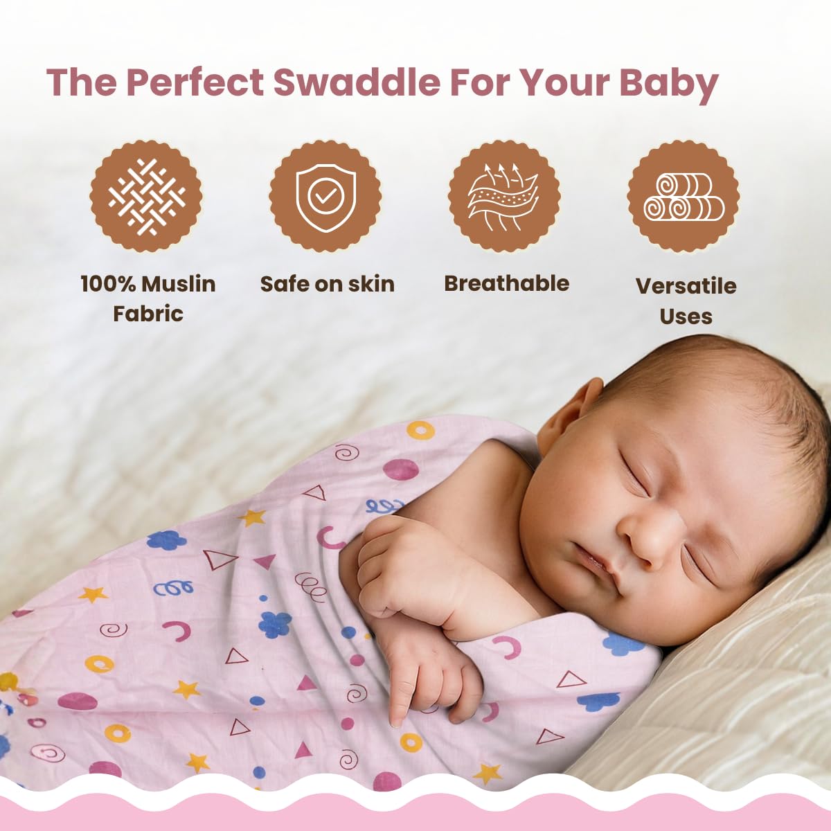 Mafatlal Coo Coo Swaddle – Geometric Icons, Mulmul/Muslin Cotton