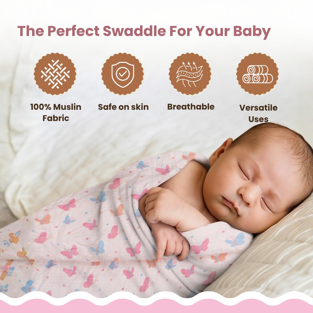 Mafatlal Coo Coo Swaddle – Butterfly Garden, Mulmul/Muslin Cotton