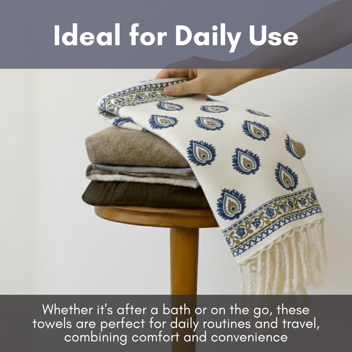Madhuban Waffle Cotton Towel Set (1 Bath + 2 Hand)