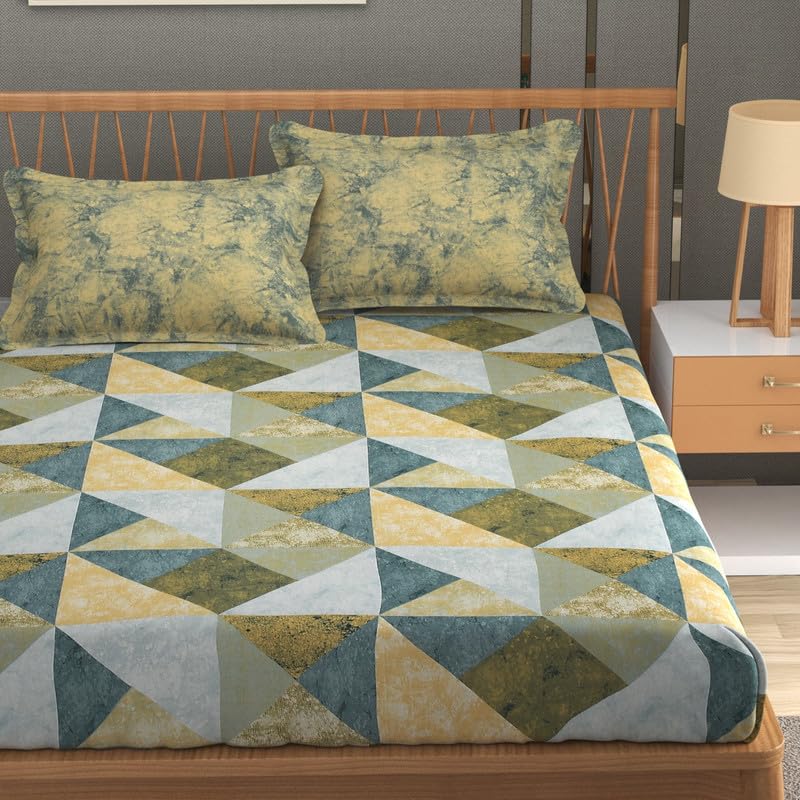 Mafatlal Autumn Delight Bedsheet – Forest Green, King, Cotton