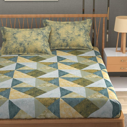Mafatlal Autumn Delight Bedsheet – Forest Green, King, Cotton