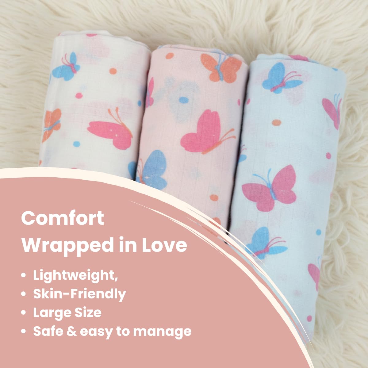 Mafatlal Coo Coo Swaddle – Butterfly Garden, Mulmul/Muslin Cotton
