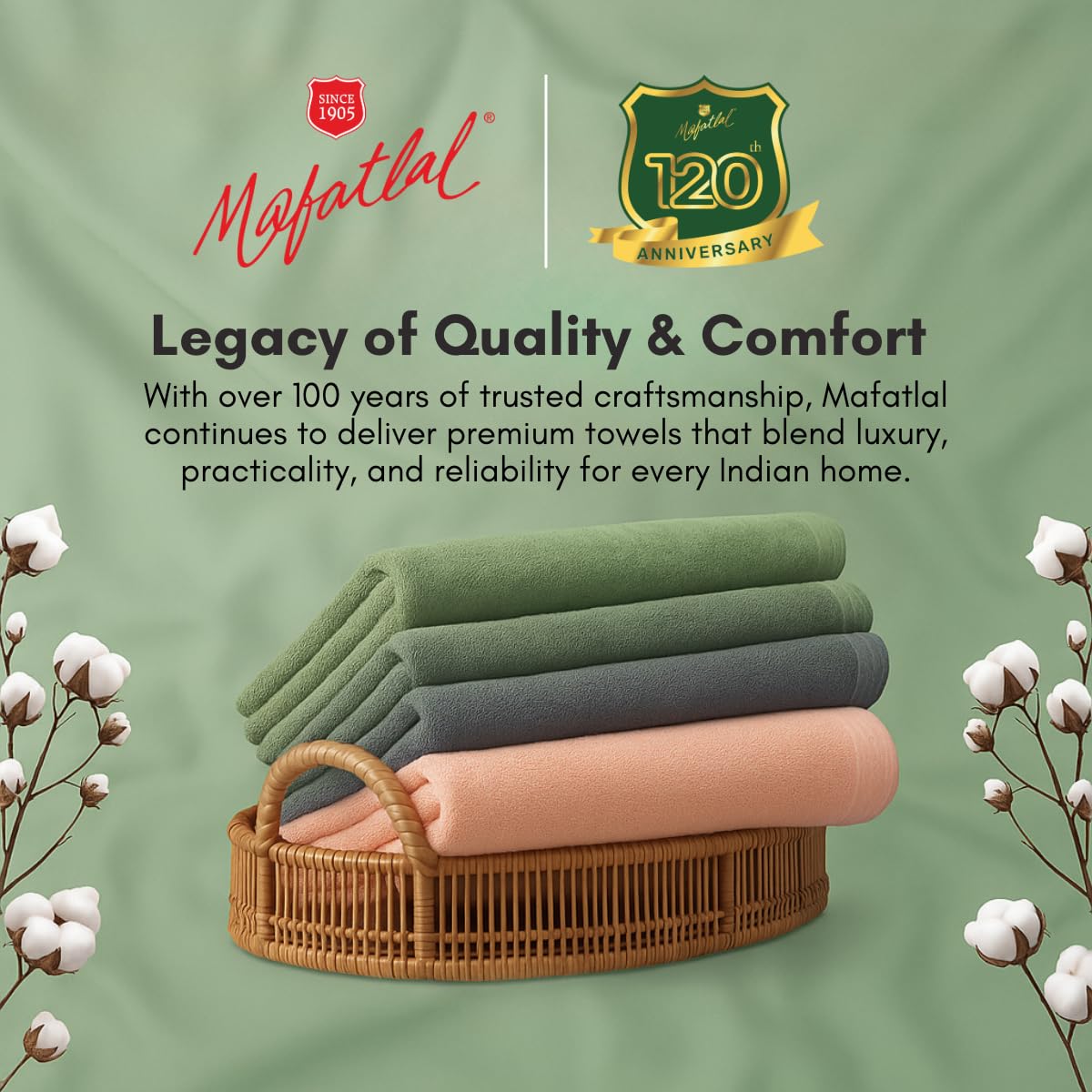 Mafatlal Daffodil Bath Towel – Grn/Blu, Cotton