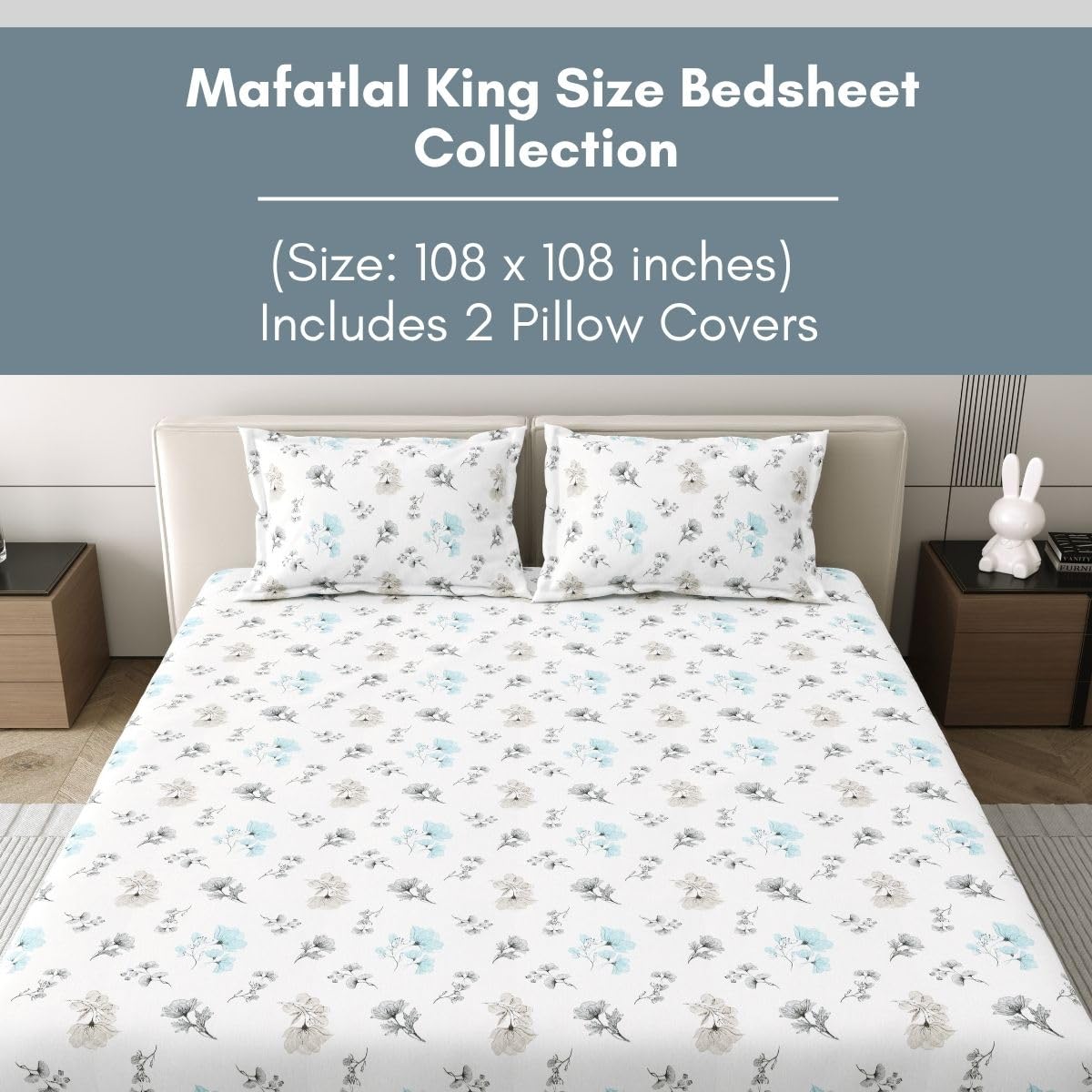 Mafatlal Spring Glory Bedsheet – Snow White, King, Cotton