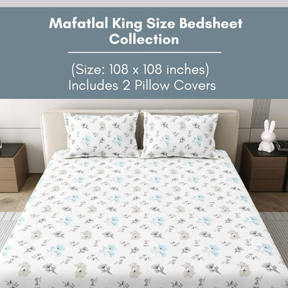 Mafatlal Spring Glory Bedsheet – Snow White, King, Cotton
