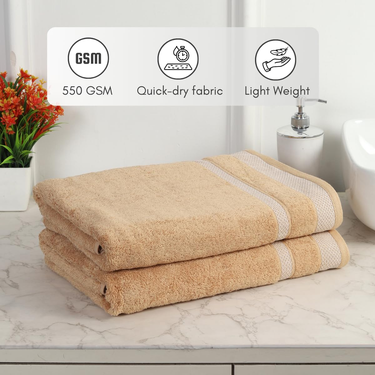 Mafatlal Daffodil Bath Towel – Brown, Cotton