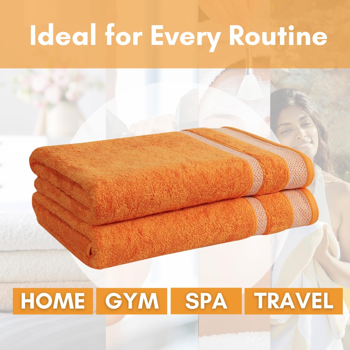Mafatlal Daffodil Bath Towel – Orange, Cotton