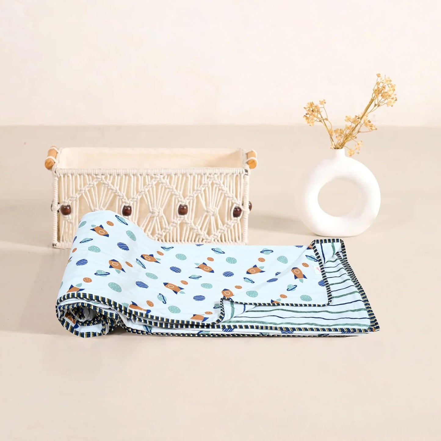 Mafatlal CuddleCot Dohar – Dark Blue, Mulmul/Muslin Cotton
