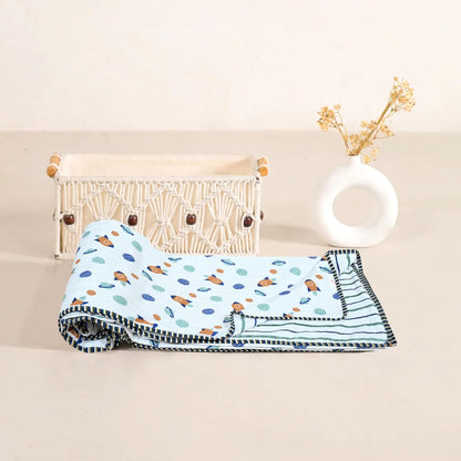 Mafatlal CuddleCot Dohar – Dark Blue, Mulmul/Muslin Cotton