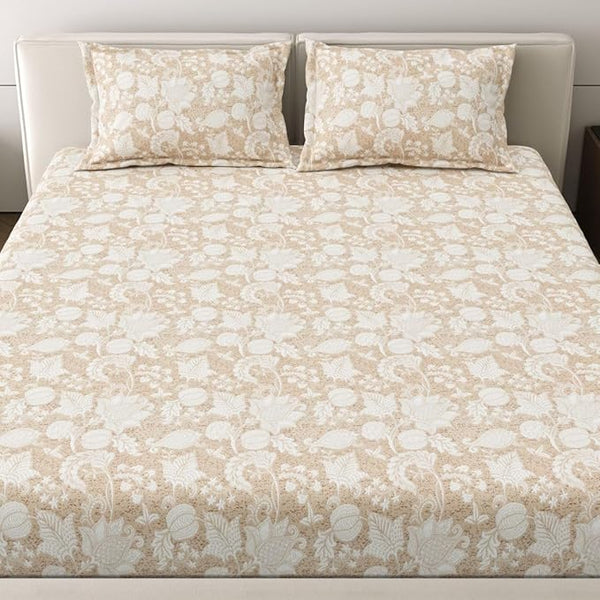 Mafatlal Spring Glory Bedsheet – Sandy Beige, King, Cotton