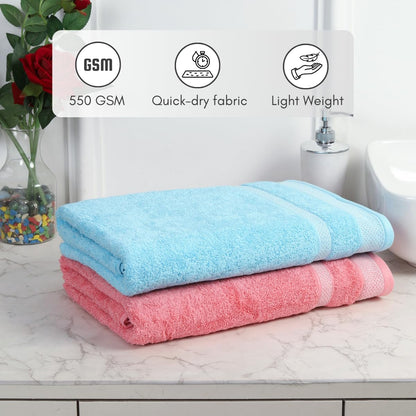 Mafatlal Daffodil Bath Towel – BLU/Pink, Cotton