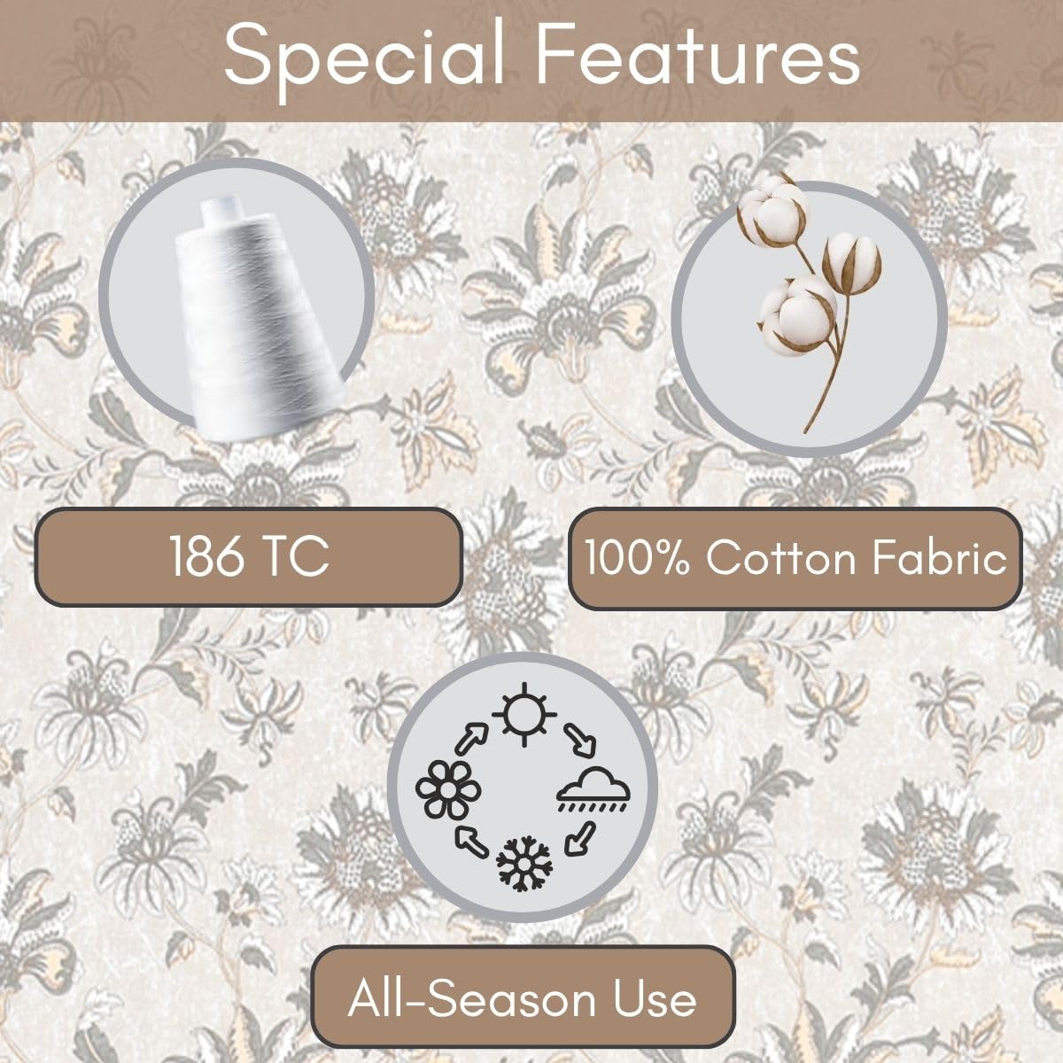 Mafatlal Spring Glory Bedsheet – Cream, King, Cotton