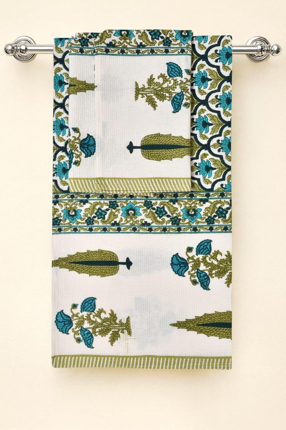 Madhuban Waffle Cotton Towel Set (1 Bath + 2 Hand)