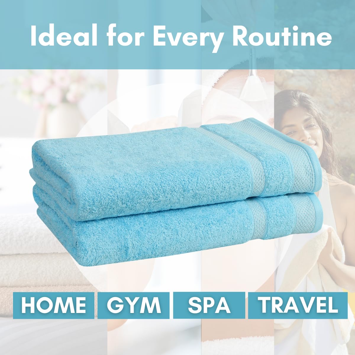Mafatlal Daffodil Bath Towel – Blue, Cotton