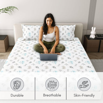 Mafatlal Spring Glory Bedsheet – Snow White, King, Cotton