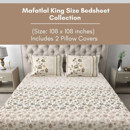 Mafatlal Spring Glory Bedsheet – Cream, King, Cotton
