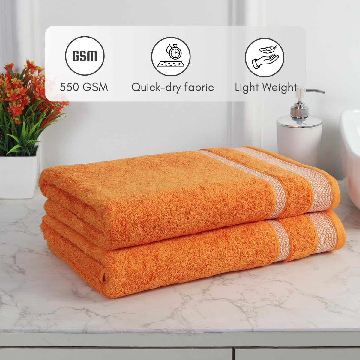 Mafatlal Daffodil Bath Towel – Orange, Cotton