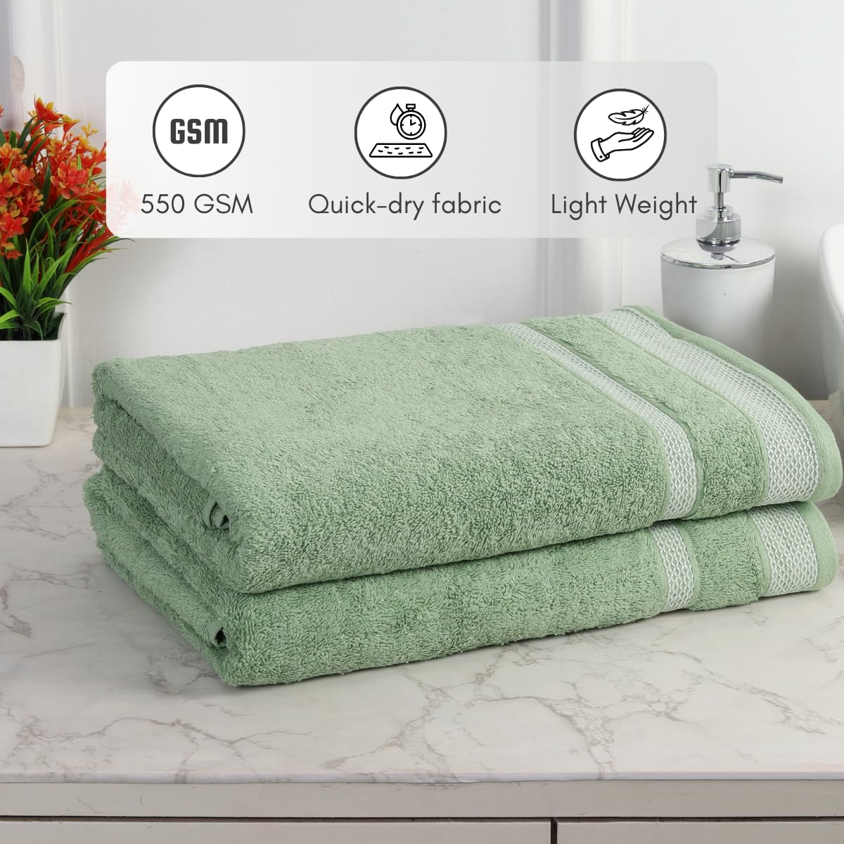 Mafatlal Daffodil Bath Towel – Green, Cotton