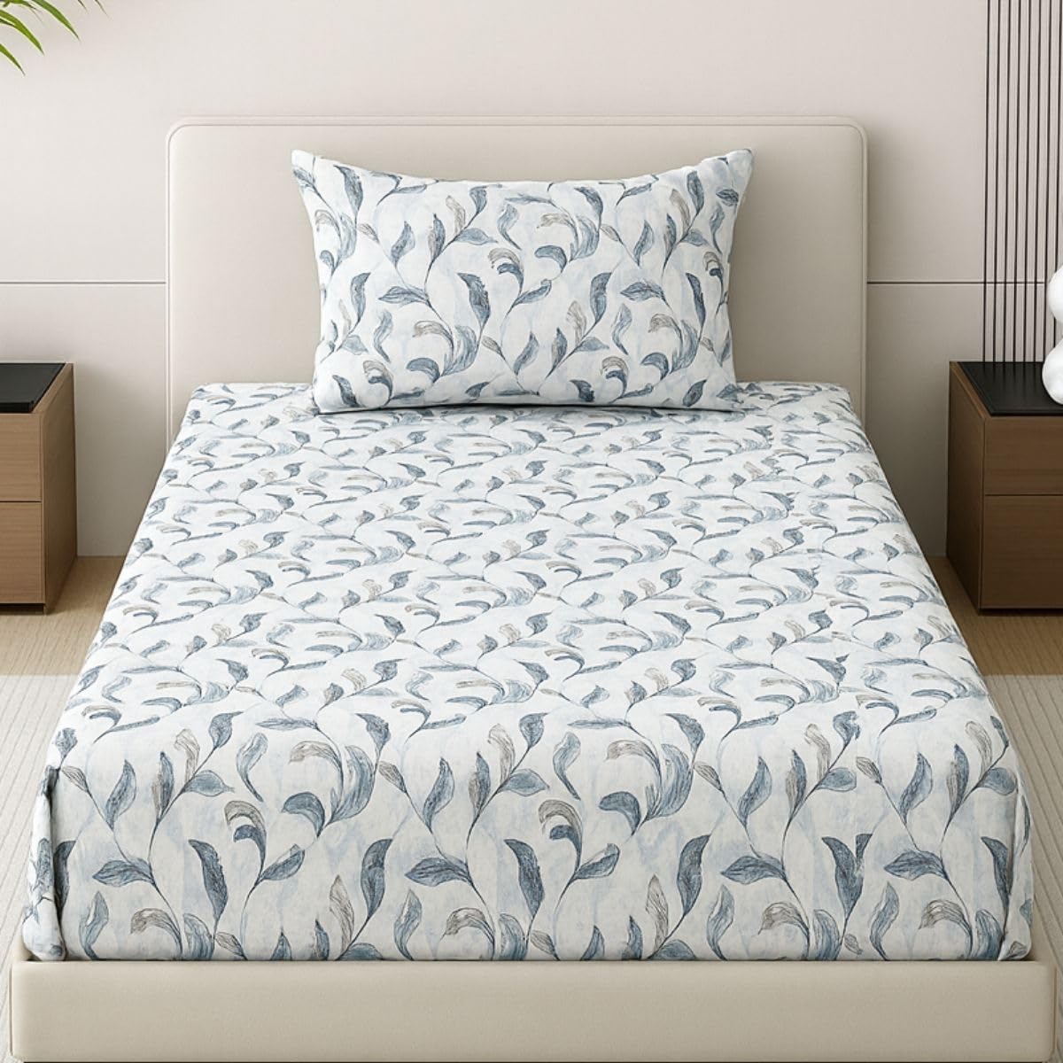 Mafatlal Grace Bedsheet – Blue and grey, Double, Cotton