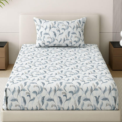 Mafatlal Grace Bedsheet – Blue and grey, Double, Cotton
