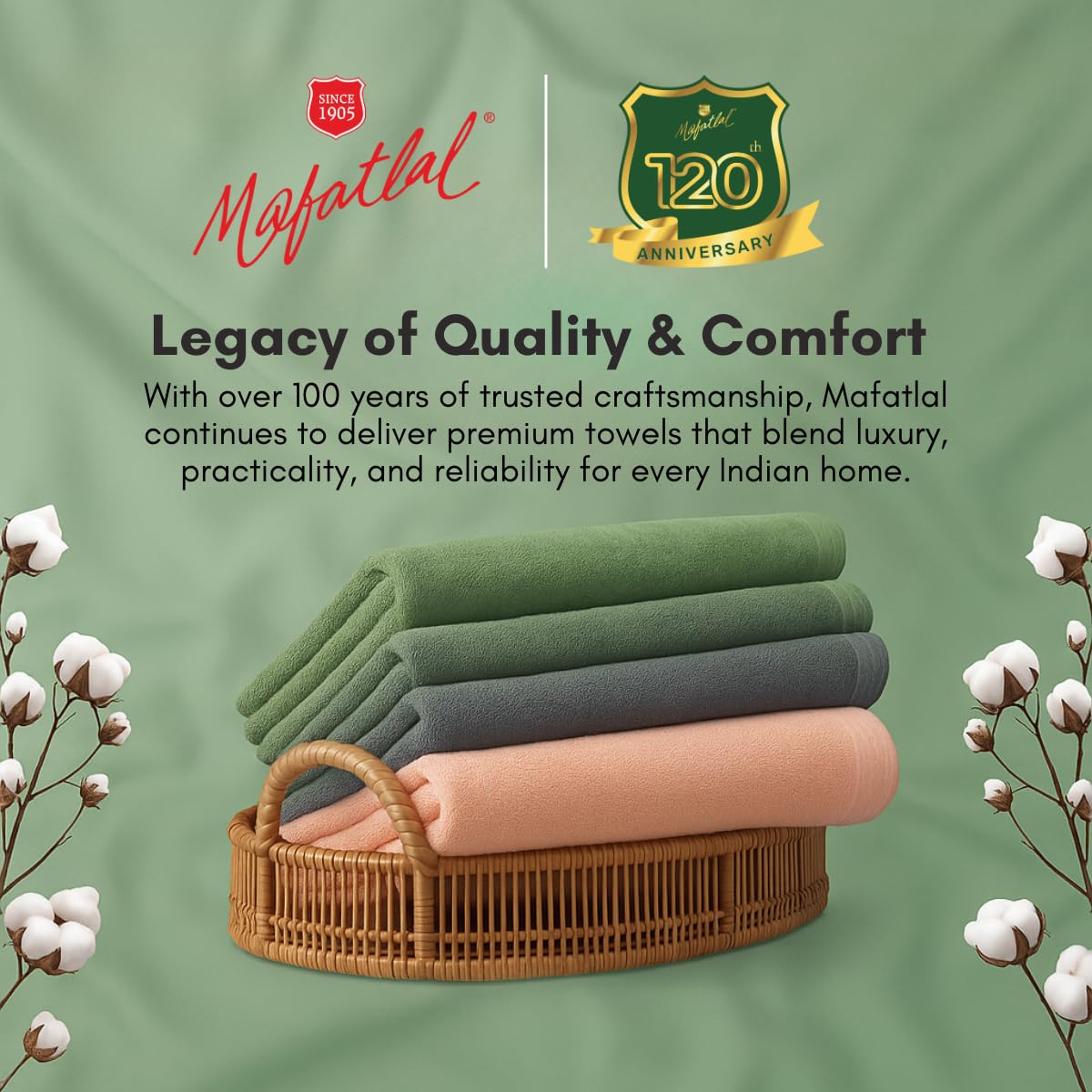 Mafatlal Daffodil Bath Towel – Green, Cotton