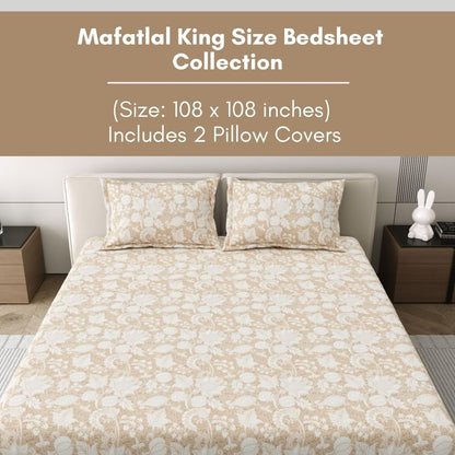 Mafatlal Spring Glory Bedsheet – Sandy Beige, King, Cotton