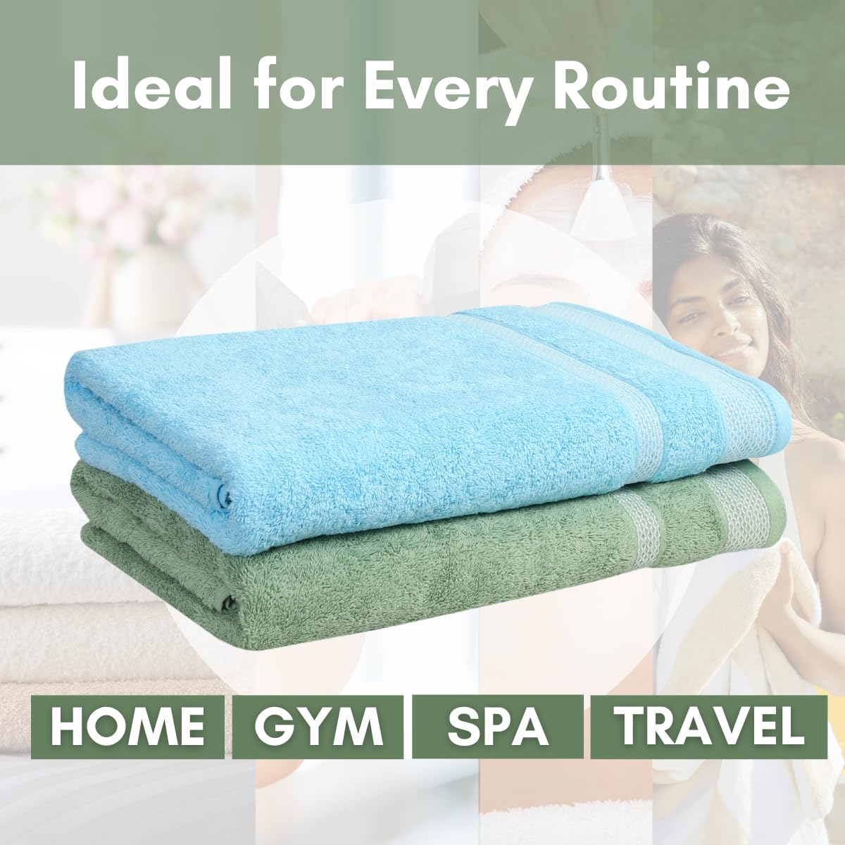 Mafatlal Daffodil Bath Towel – Grn/Blu, Cotton