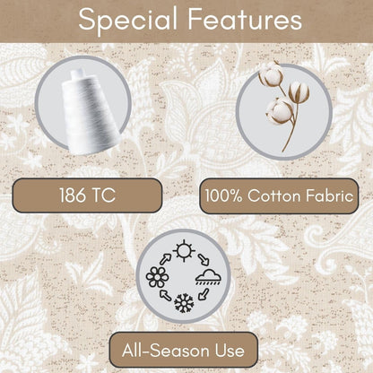Mafatlal Spring Glory Bedsheet – Sandy Beige, King, Cotton