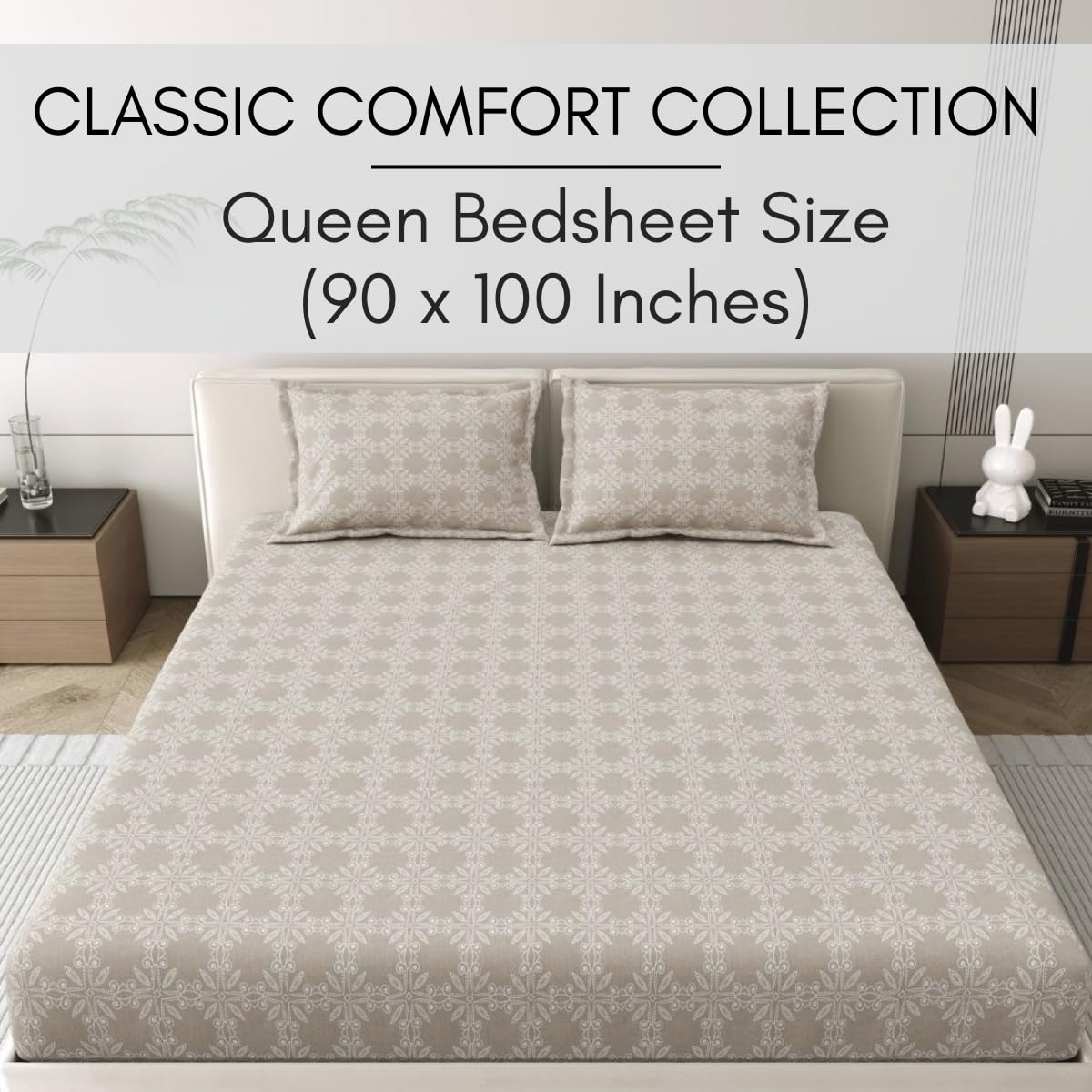 Mafatlal Classic Comfort Bedsheet – Ash Grey, Double, Cotton