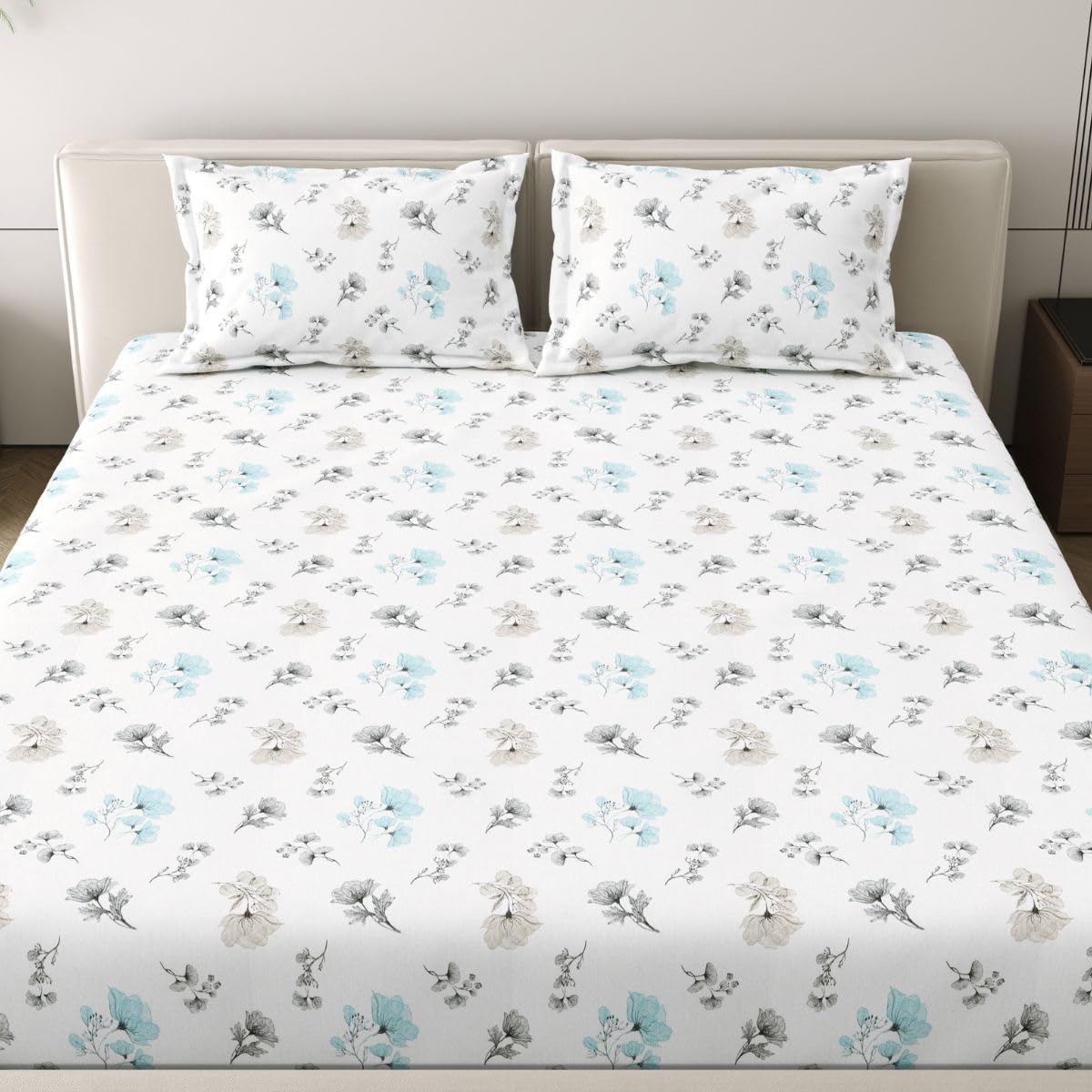 Mafatlal Spring Glory Bedsheet – Snow White, King, Cotton