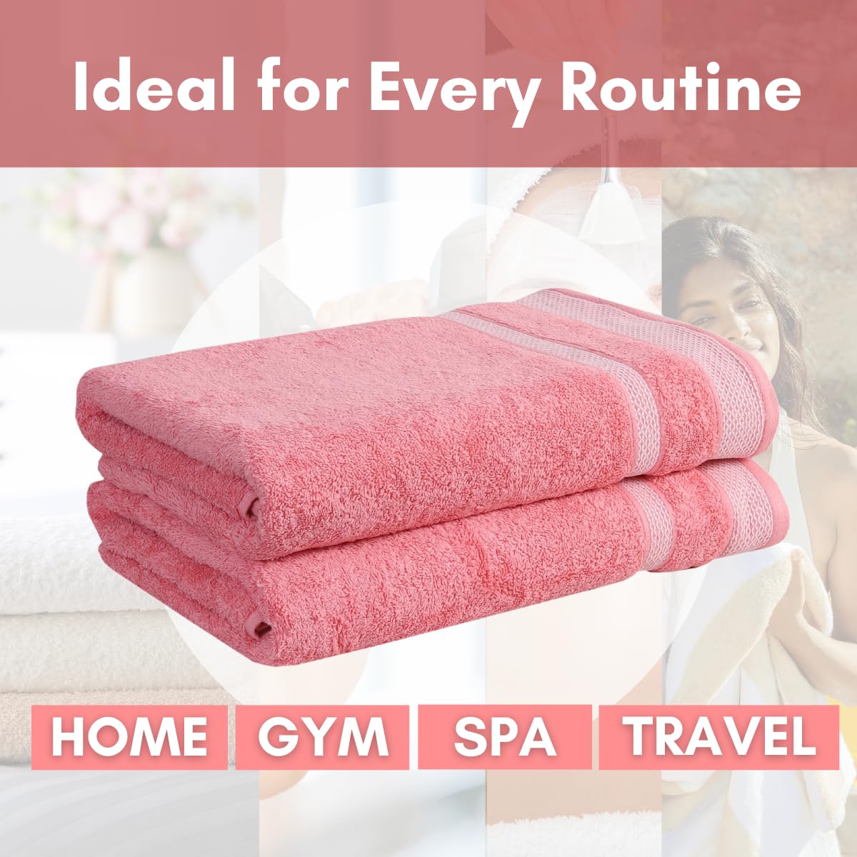 Mafatlal Daffodil Bath Towel – Pink, Cotton