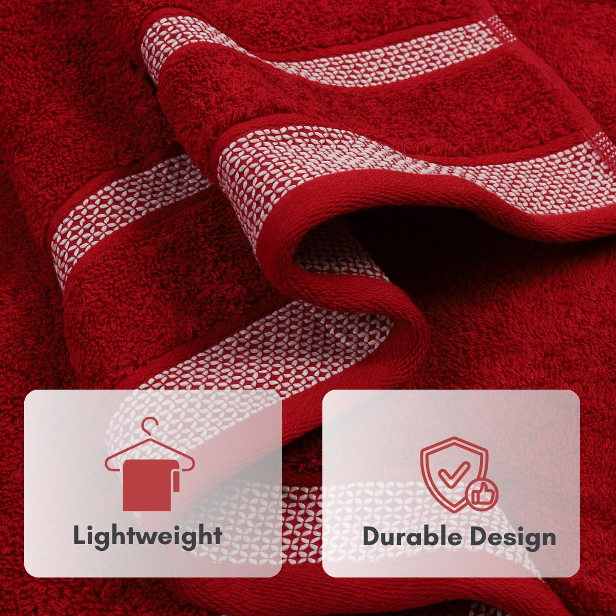 Mafatlal Daffodil Bath Towel – Crème & Red, Cotton