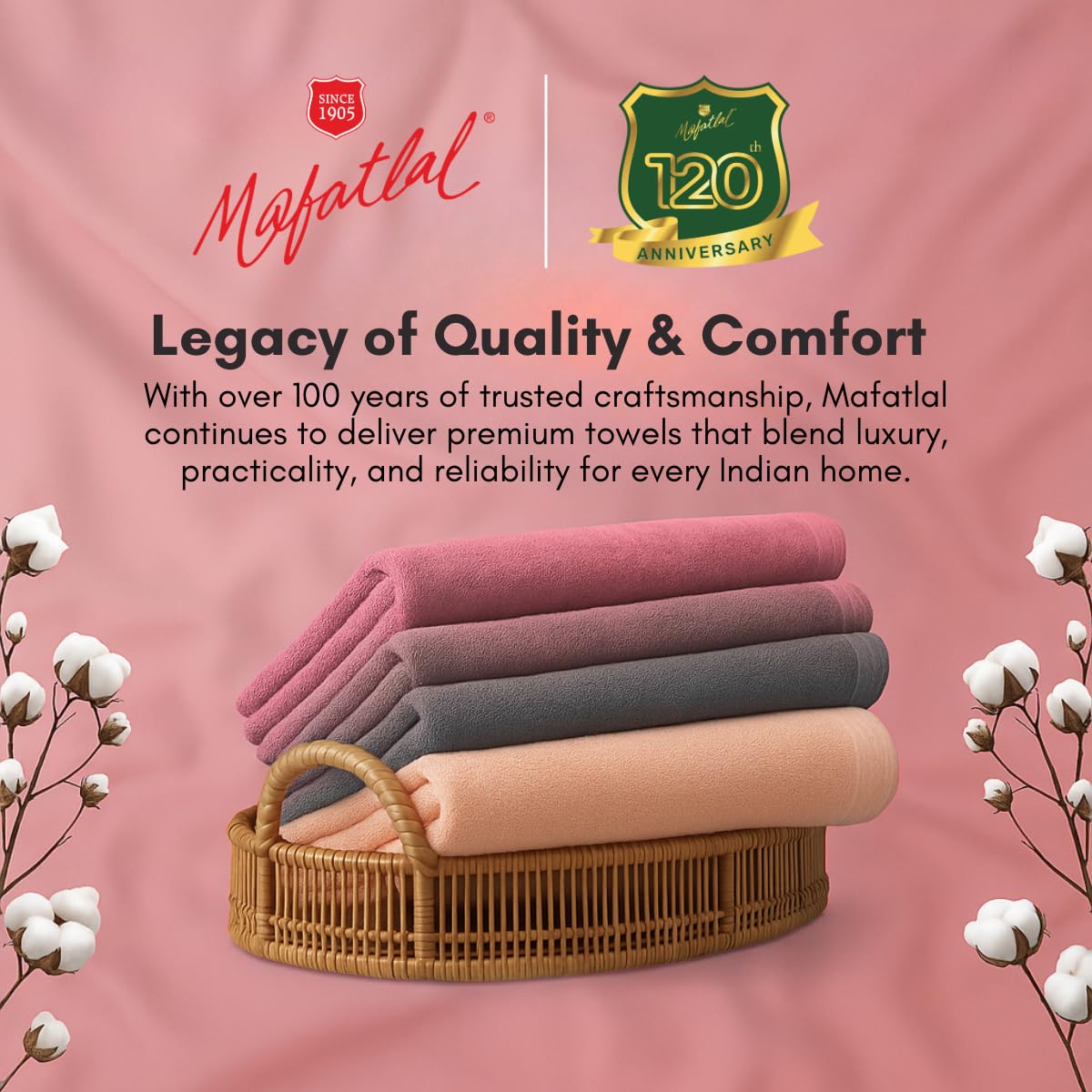 Mafatlal Daffodil Bath Towel – BLU/Pink, Cotton