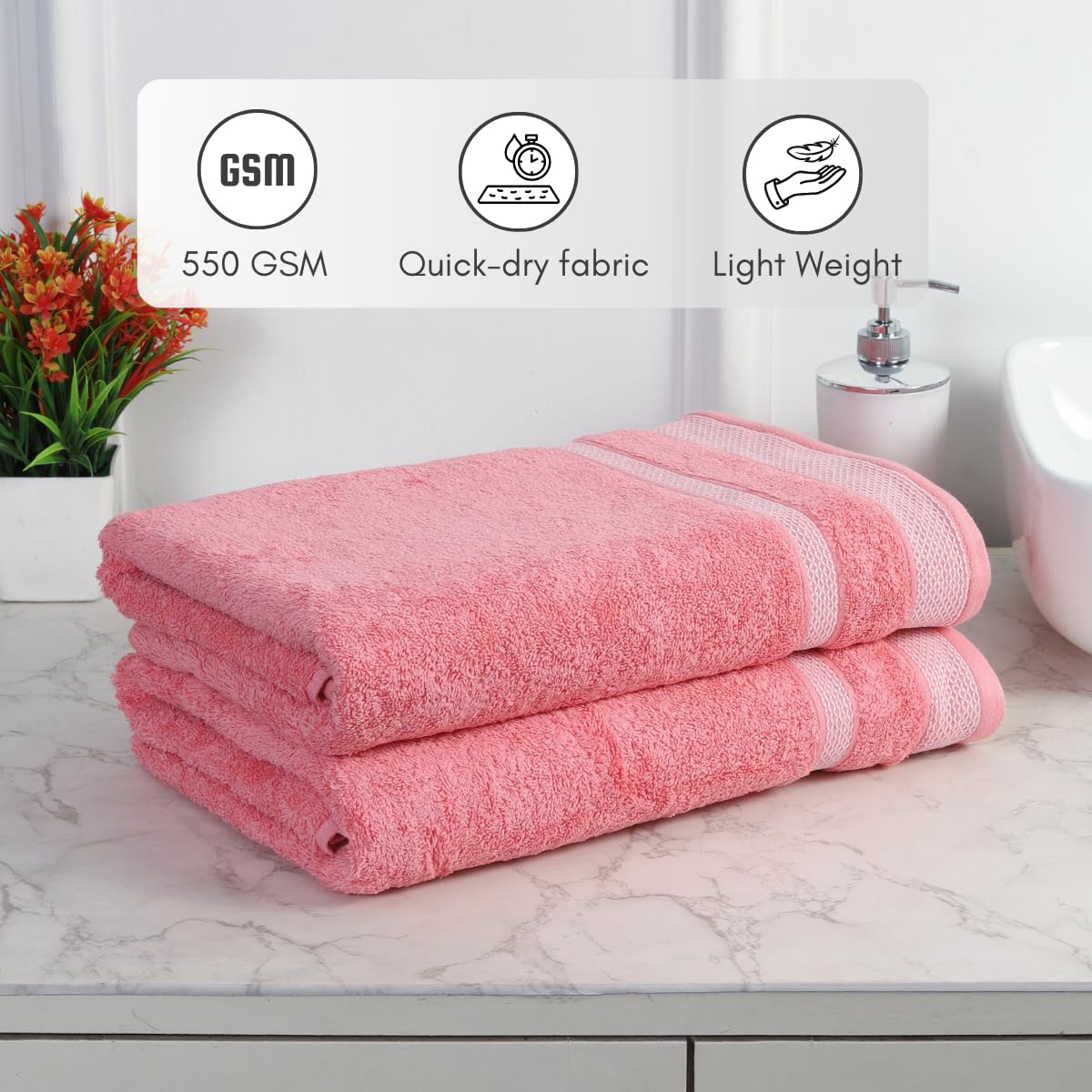 Mafatlal Daffodil Bath Towel – Pink, Cotton