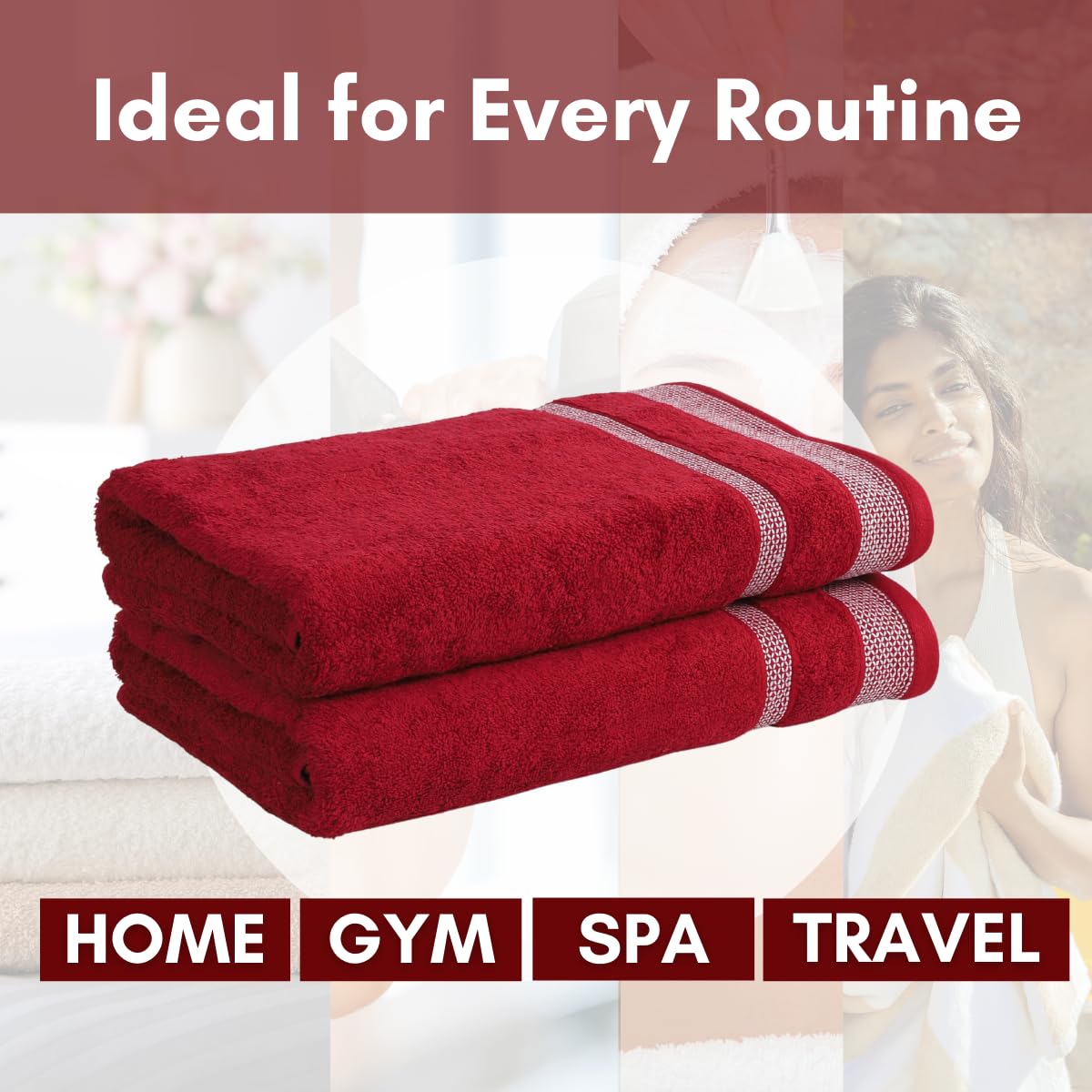 Mafatlal Daffodil Bath Towel – Red, Cotton