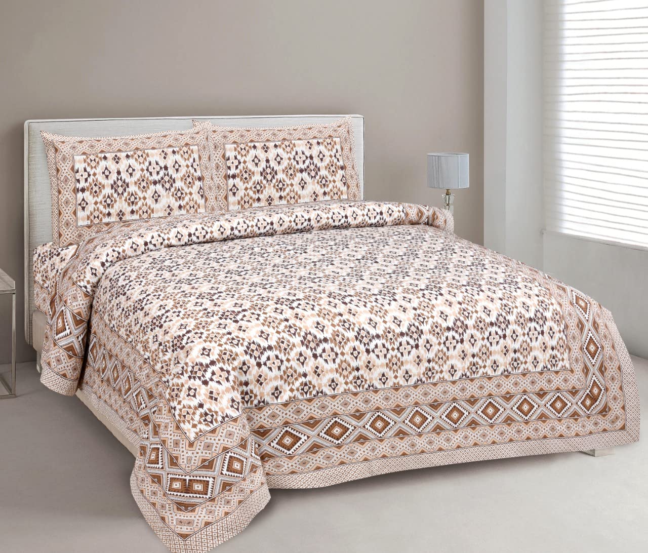 Mafatlal Jaipuri Bedsheet – Light Beige, King, Cotton