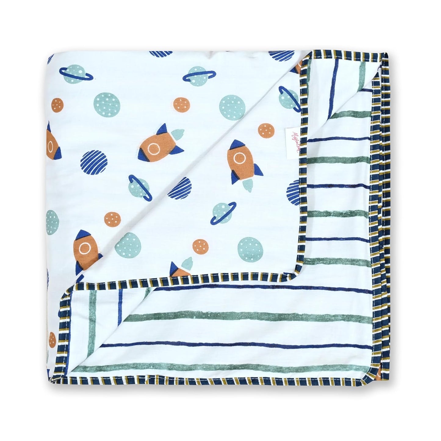 Mafatlal CuddleCot Dohar – Dark Blue, Mulmul/Muslin Cotton