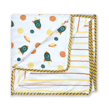 Mafatlal CuddleCot Dohar – Dark Green, Mulmul/Muslin Cotton